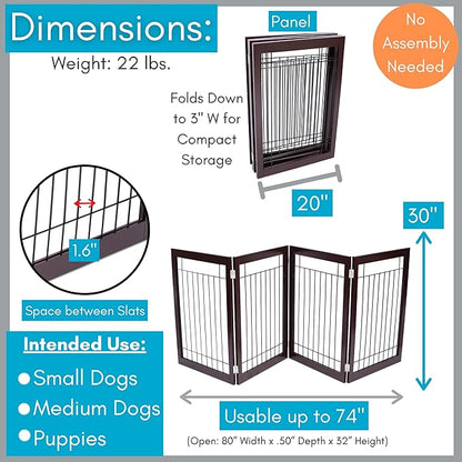 Internet's Best Traditional Wire Dog Gate - 4 Panel - 30" Tall - Espresso