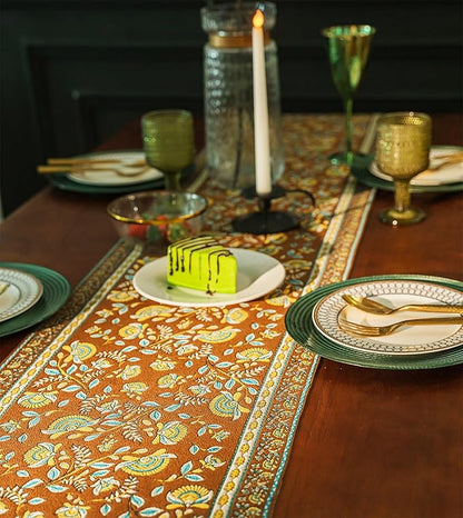 13×72 Inch Table Runner, Retro-Luxury Tassels Series for Kitchen Dining Table Holiday Decoration (Coffee Branch)