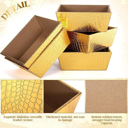 Wonderjune 20 Pcs Valentines Day Gift Baskets Empty To Fill Baskets For Gifts Empty With Gift Bag Bow Valentines Gifts Storage Basket Bulk for Wedding Party Wrapping(Gold)