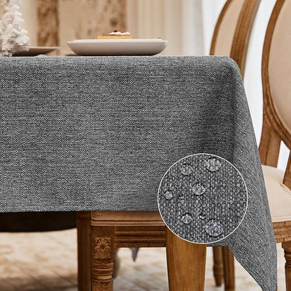 BALCONY & FALCON Square Tablecloth - Waterproof Table Cloth, Wrinkle Resistant Table Cover Linen Fabric Tablecloths for Dining Kitchen Wedding and Outdoor Decoration (Gray, 55"x55")