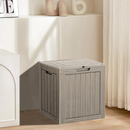 35 Gallon Resin Deck Box, Waterproof Outdoor Storage Bin for Patio, Poolside, and Garden, Lockable & UV-Resistant,Grey