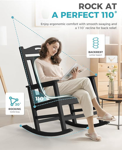 Oversized Outdoor Rocking Chairs Set of 3, 380lbs Heavy-Duty Large Patio Rocker - Image 4