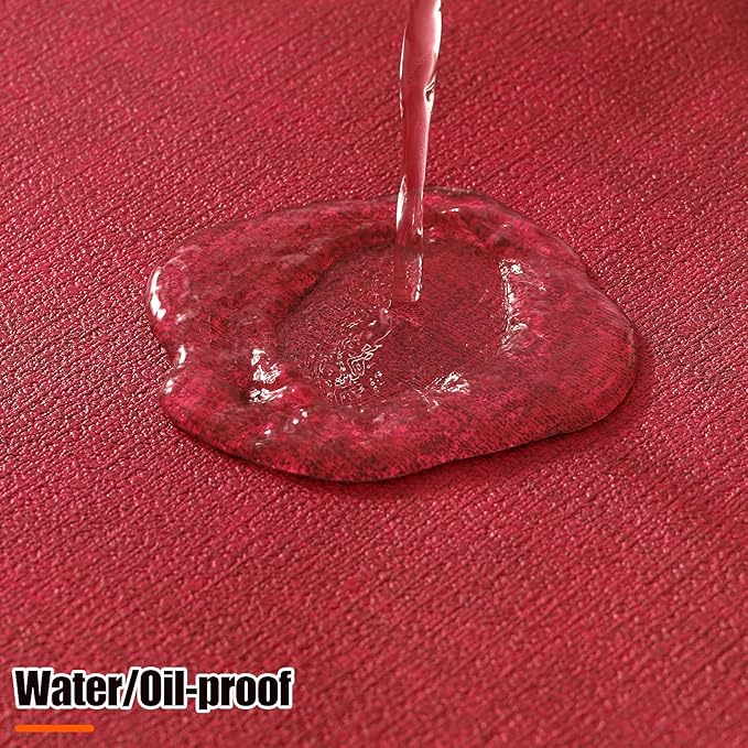 Homaxy Round Faux Leather Placemats and Coasters, Washable Dual-Side Table Mats, Wipeable Heat-Resistant Dining Place Mats for Outdoor and Indoor, Set of 8, Diameter 13 and 3.93 inch, Red