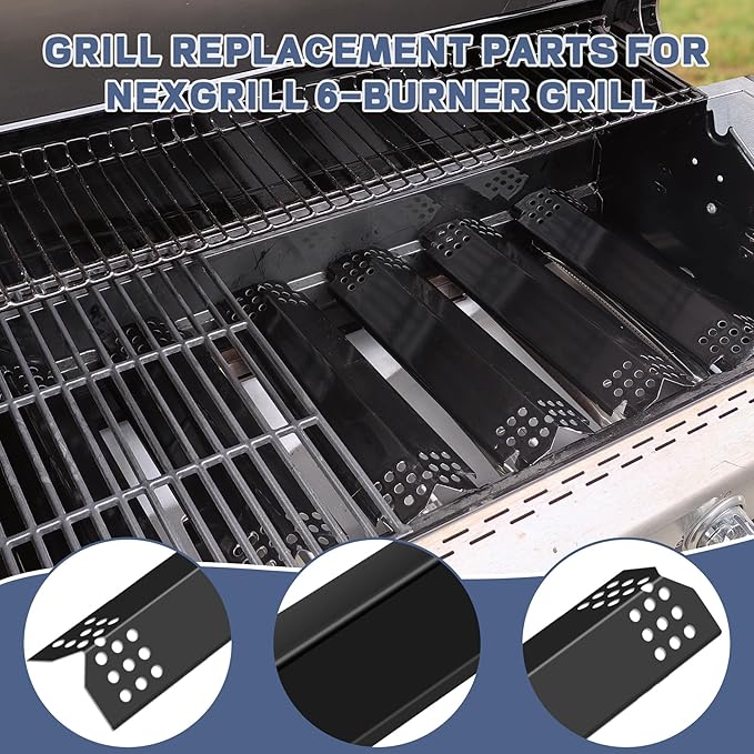 Cooking Grate,Heat Shield and Burner Kit for Nexgrill Replacement Parts 6 Burner 720-0896 720-0896B 720-0896C 720-0896E 720-0896X,for Nexgrill Deluxe & Evolution 6 Burner Gas Grills