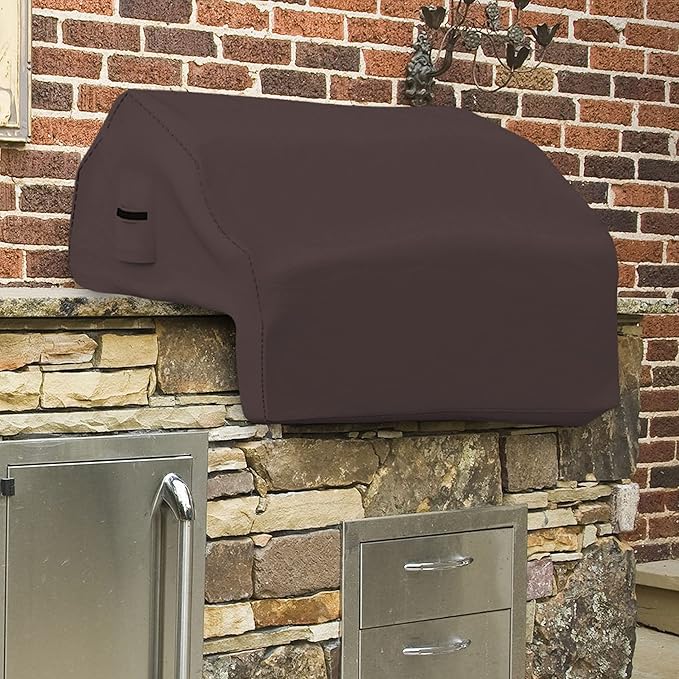 Covers & all Built-in Outdoor Grill Cover, Durable Heavy Duty 18 Oz Waterproof Cover Tuff Material with Air Pocket & Elastic for Snug Fit (57" W x 27" D x 26" H inches, Coffee)