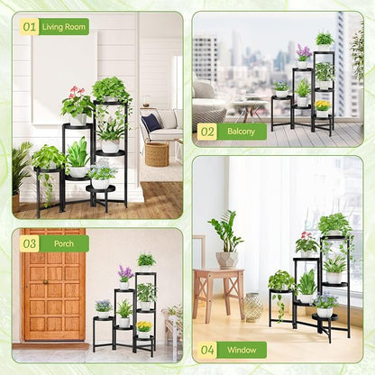 iDavosic.ly Plant Stand Indoor Outdoor, 6 Tier Metal Corner Shelf, Folding - Image 4