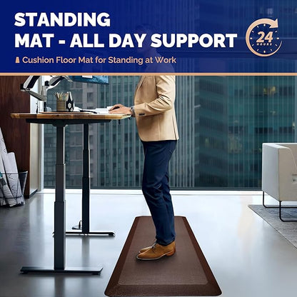FEATOL Anti Fatigue Mat for Standing, 9/10 Extra Thick Ergonomic Standing Desk Mat, Comfort & Durable Memory Foam Standing Mat at Home,Office All Day (20" x 39", Brown, 1PC)