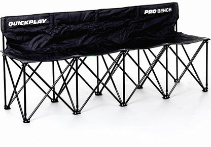 QUICKPLAY PRO Portable Folding Bench – Available in 4, 6, and 9 Seats & 6-Seat Shelter | Heavy-Duty, Fast Set-Up Seating for Sports, Camping, and Outdoor Activities