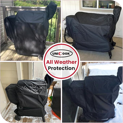 Unicook Pellet Smoker Cover for Traeger Pro 780 Series, Heavy Duty Waterproof Full Length BBQ Smoker Grill Cover, Outdoor Weather Resistant Barbecue Ptrotection, Black