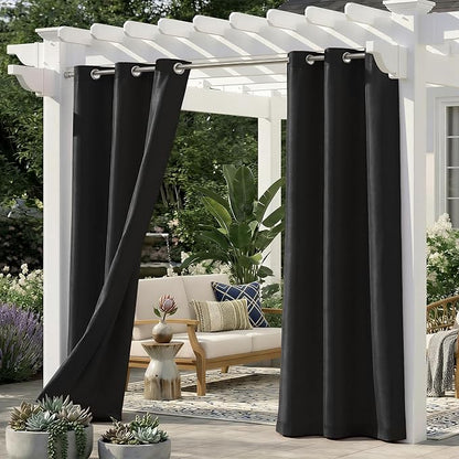 Set of 2 Outdoor Curtains for Patio Waterproof, Breathable Grommet Panels for by Sunshelf