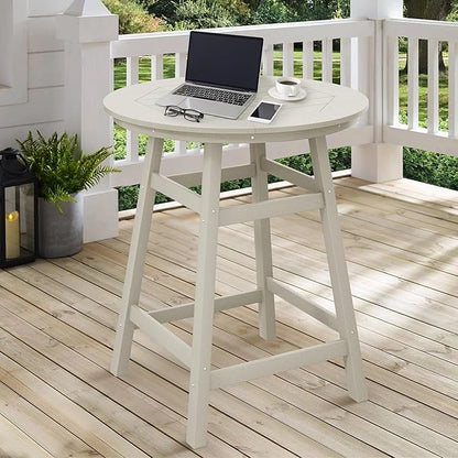 Costaelm Patio Bistro Table, 37" Counter Height Round Patio Cocktail Bar Table with Umbrella Hole, Outdoor Bistro Dining Pub Table for Front Porch Deck Backyard Garden, Sand