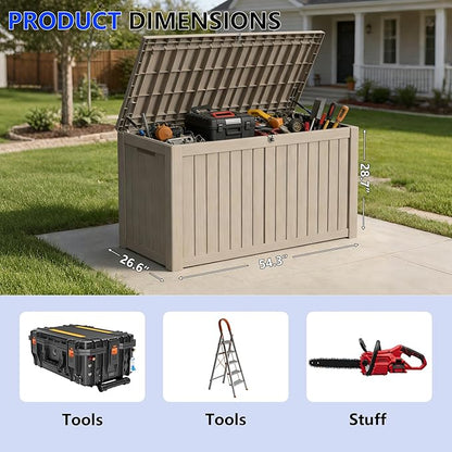 180 Gallon Outdoor Storage Box Resin Deck Box All Weather Waterproof Large - Image 2