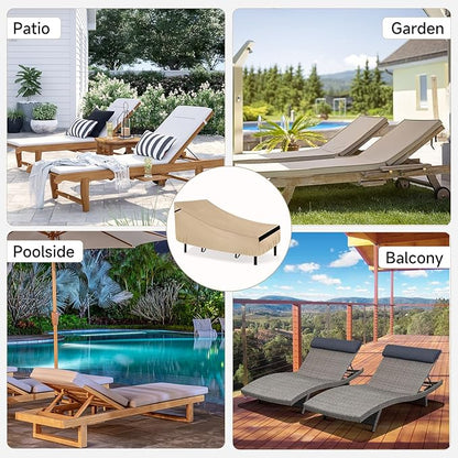 NEVERLAND Waterproof Patio Lounge Chair Cover, Outdoor Chaise Lounge Covers with Heavy Duty Material, 420D Waterproof Outdoor Chairs Cover 78L x 34W x 32H inch Golden