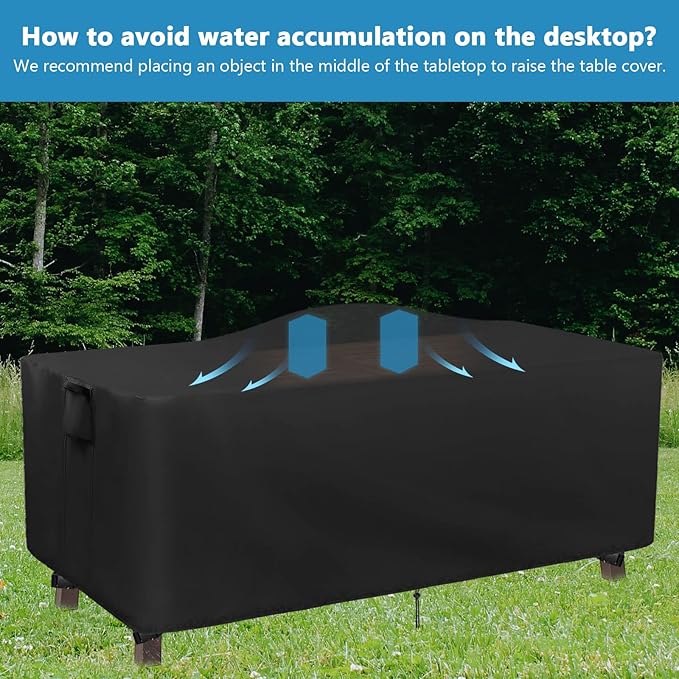 Kingling Patio Table Covers, Rectangular Outdoor Dining Table Cover 68 inch Outdoor Coffee Table Covers Waterproof Heavy Duty Patio Furniture Covers for Outdoor- 68''L x 38''W x 28''H Inch (Black)
