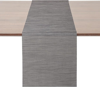 Myir JUN Table Runner, Vinyl Table Runner Indoor 55 Inch Long Arbitrarily Cropped Runner for Table Non-Slip Heatproof for Home Party (Dark Brown, 12 x 55 inch)