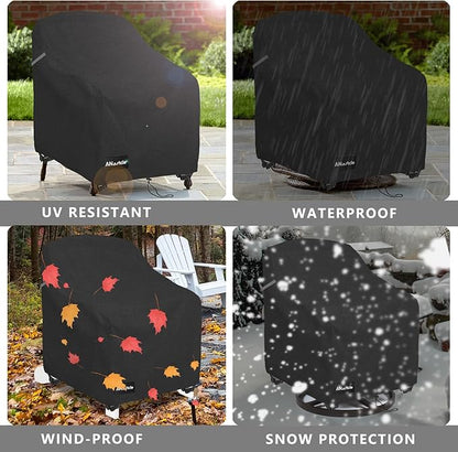 Swivel Patio Chair Covers 2 Pack,Waterproof Heavy Duty Outdoor Chair Covers,Patio Swivel Chair Covers for Outdoor Furniture (30 W x 34 D x 38.5 H inches) Black.