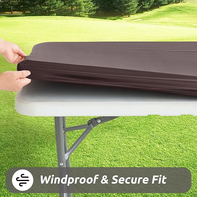 LURKA Rectangle PU Leather Table Cover/Tablecloth with Elastic Fitted Edge – Waterproof, Oil-Proof, Scratch-Resistant, Wipeable Protector for Dining, Kitchen, Outdoor Picnic, Party (Coffee, 6FT)