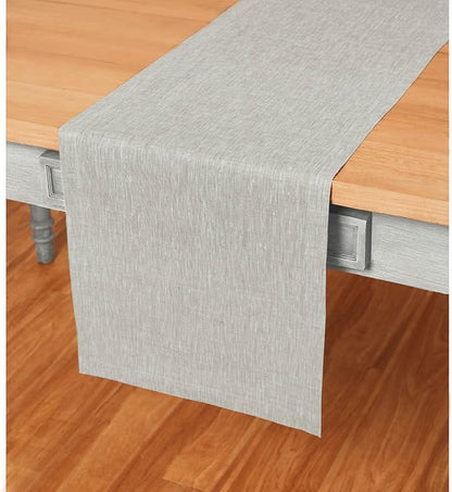 Solino Home Linen Table Runner 72 Inches Long - Athena, 100% Pure Linen Oyster Grey 14 x 72 Inch Table Runner for Dining, Spring, Easter