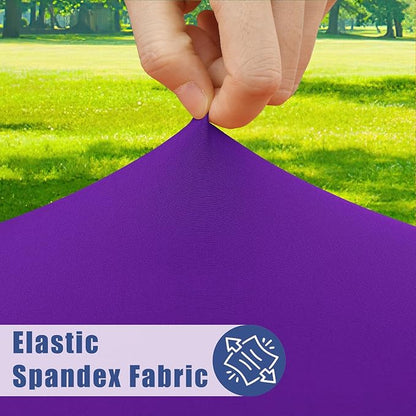 Spandex 8 Foot Rectangle Table Cloth 6 Pack, Elastic Fitted Tablecloths for Picnic, Stretch Washable Patio Table Cover for Outdoor, Camping, Banquet and Parties (Purple, 30"x96")