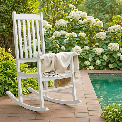 Flamaker Acacia Wooden Rocking Chair Outdoor Rocking Chair | Oversized Wooden - Image 2
