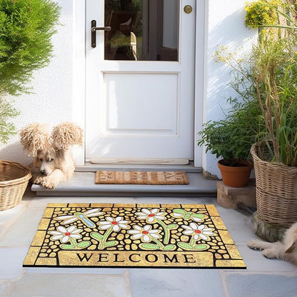 CHICHIC Welcome Door Mat 17x 30 Inch Front Doormat Outdoors for Home Entrance Outdoors Mat for Outside Entry Way Doormat Entry Rugs, Heavy Duty Non Slip Rubber Back Low Profile, Dragonfly