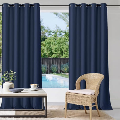 Outdoor Curtains for Patio W52 x L84 Inch Navy Blue, 1 Panel | Outdoor Blackout by StangH
