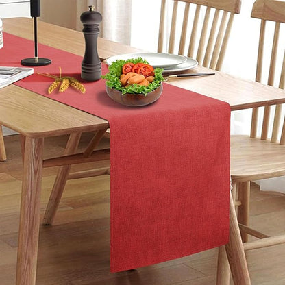 Waterproof Wipeable Table Runner, Thick Farmhouse Runner, Dresser Runner, Rustic Table Runner for Kitchen, Dining Room, Bedroom, Living Room, Indoor and Outdoor (108'', Red)