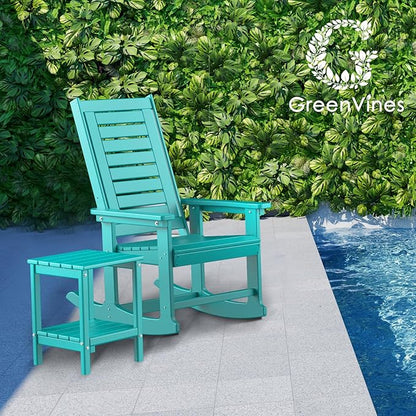 GREENVINES Oversized Outdoor Rocking Chair, HDPE Rocker, Aqua | 21.7" Wide Seat - Image 2