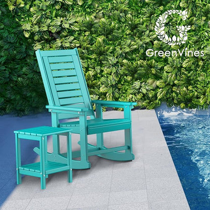 GREENVINES Oversized Outdoor Rocking Chairs Set of 2, HDPE Rocker, Aqua | 21.7" - Image 2