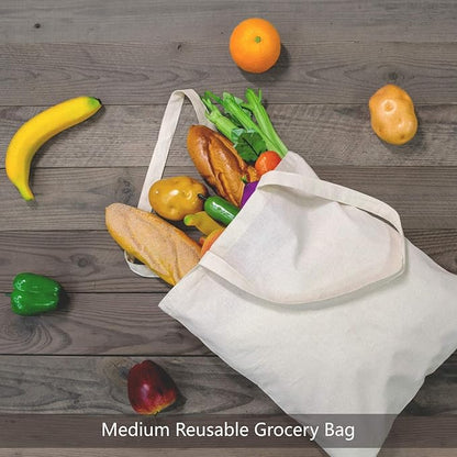 TOPDesign 5 | 12 | 24 | 48 | 192 Pack Economical Cotton Tote Bags, Lightweight Medium Reusable Grocery Shopping Cloth Bags, Suitable for DIY, Advertising, Promotion, Gift, Activity (5-Pack)
