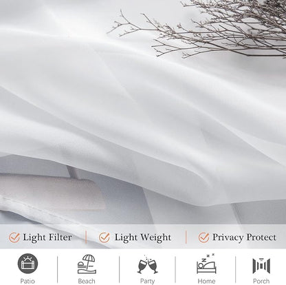 MIULEE White Waterproof Outdoor Sheer Curtains - Image 4