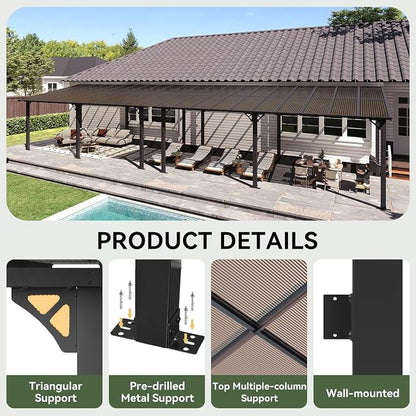 Aoxun 42’x10’ Gazebo with Aluminum Frame & Polycarbonate Panel, Outdoor Patio - Image 3