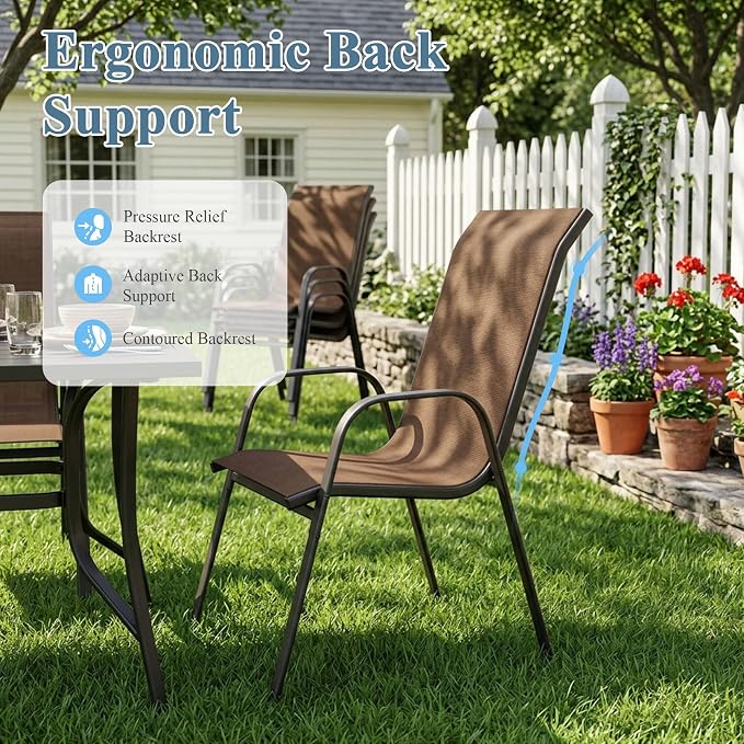DIFY Patio Chairs Set of 2, Stackable Outdoor Dining Chairs Set - Image 7