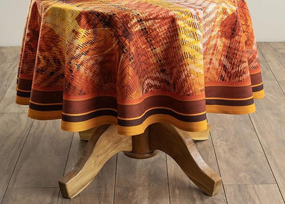 Maison d' Hermine Table Cloth Round Table 100% Cotton 69 Inches Fall Tablecloth Reusable Everyday Use for Thanksgiving Christmas Decorations Dining Farmhouse Party (Thanksgiving Tartan)