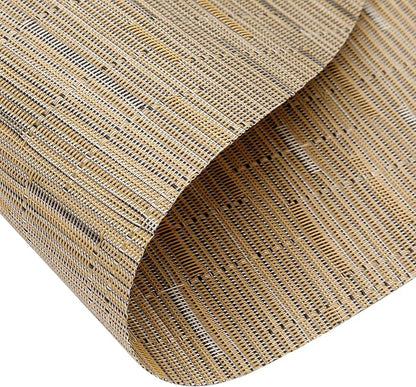 SHACOS Large Size Wedge Placemats with Centerpiece Mat Set of 5, PVC Woven Vinyl Placemats for Round Table Washable Indoor Outdoor Table Mats Reversible Durable, Tan