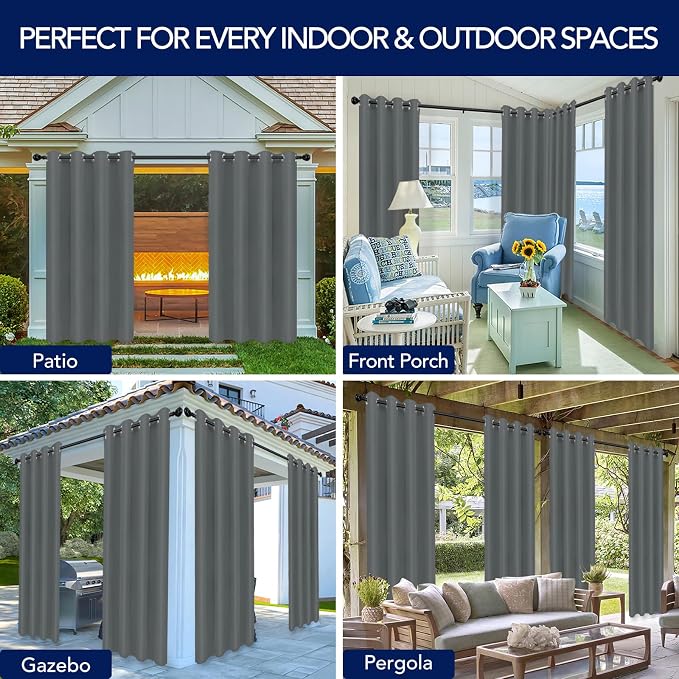 PureFit Outdoor Curtains for Patio Waterproof Weatherproof Outside Curtains | - Image 5