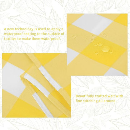 Fabric Checkered Table Runner 1 Pack Waterproof Gingham Table Runner 14W x 108L Buffalo Check Table Runners for Parties Kitchen Dining Wedding Banquet (Yellow and White)