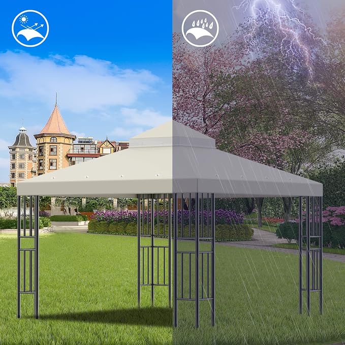 Sumfaller 10x10 FT Gazebo Replacement Canopy Top Cover | Double Tiered Canopy - Image 4