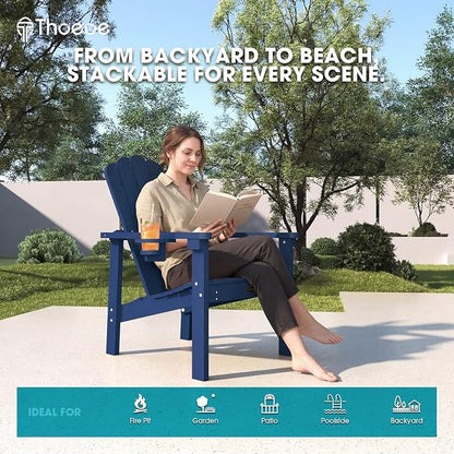 THOEOE Stackable Adirondack Chair Set of 4, Fire Pit Chairs Set of 4 | HDPE - Image 7