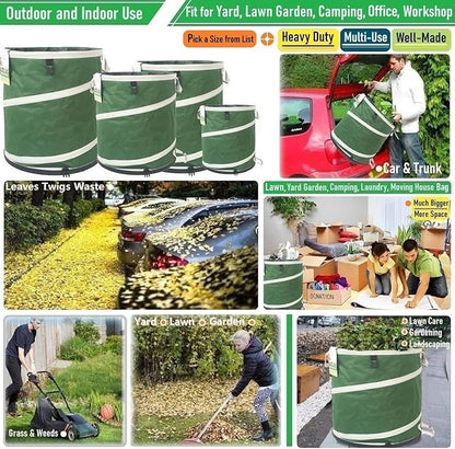 46-Gallon Collapsible Trash Can (22x28 in) Hard-Shell Bottom Yard Garden Bag,Big Leaf Bag,Yard Waste Bag,Debris Container,Pop-Up Recycling Bin,Camping Waste Bin,Laundry Hamper,Lawn Grass,Weeds Barrel