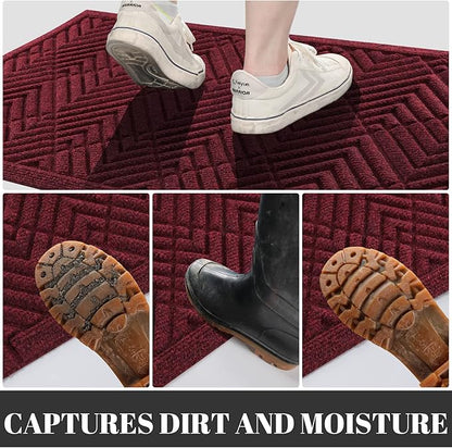 Yimobra Door Mats Outdoor 29.5x17, All-Season Waterproof Outdoor Mats for Front Door Entrance with Drainage Holes, Heavy Duty Non-Slip Doormat for Garage Patio Entryway Indoor, Red