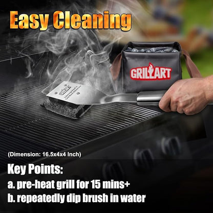 GRILLART Grill Brush Bristle Free, Safe Grill Brush for Outdoor Grill, SteamWizards BBQ Grill Cleaning Brush Kit, Replaceable Head Grill Scraper Tool, Grill Cleaner BBQ Accessories, Gifts for Men/Dad