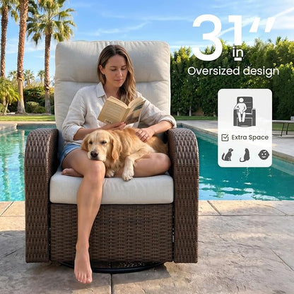 Oversized Wicker Outdoor Swivel Glider Recliner - Image 6