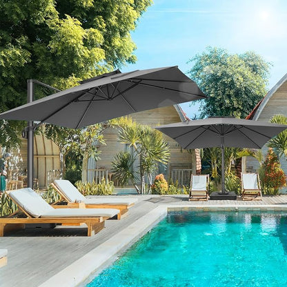 HOTEEL 10x10ft Patio Umbrella Cantilever Umbrella Double Top - Image 2