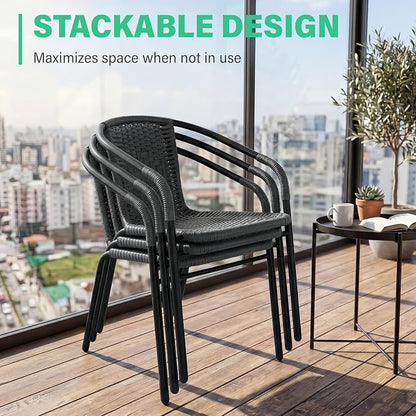 JEAREY Outdoor Patio Rattan Dining Chairs Set of 4, All Weather Stackable - Image 7