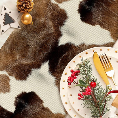 Cow Print Table Runner Seasonal Spring Fall Kitchen Dining Linen Table Decoration for Indoor Outdoor Home Party Dinner 13x72 Inch