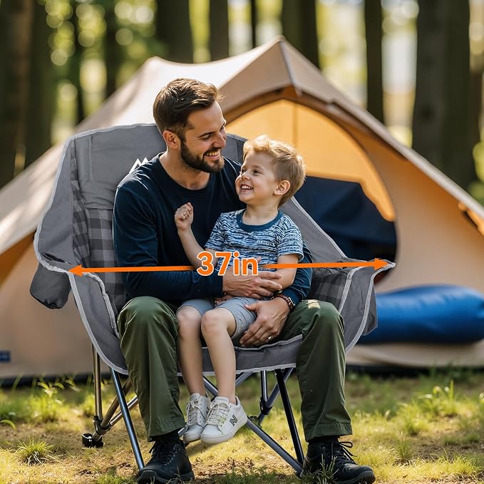 Oversized 2 Pack Camping Chairs, Padded Camping Chair Support 450LBS - Image 4