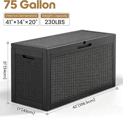 Outdoor Storage Box, 75 Gallon Resin Deck Boxes Outdoor Waterproof - Image 2