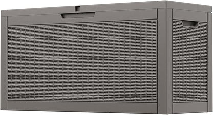 Outdoor Storage Box, 60 Gallon Outside Deck Box Waterproof, Resin Outdoor Storage Cabinet With Lockable Lid, Storage Bench for Garden Tools, Patio Cushions, Pool Tools, Package Delivery, Gray