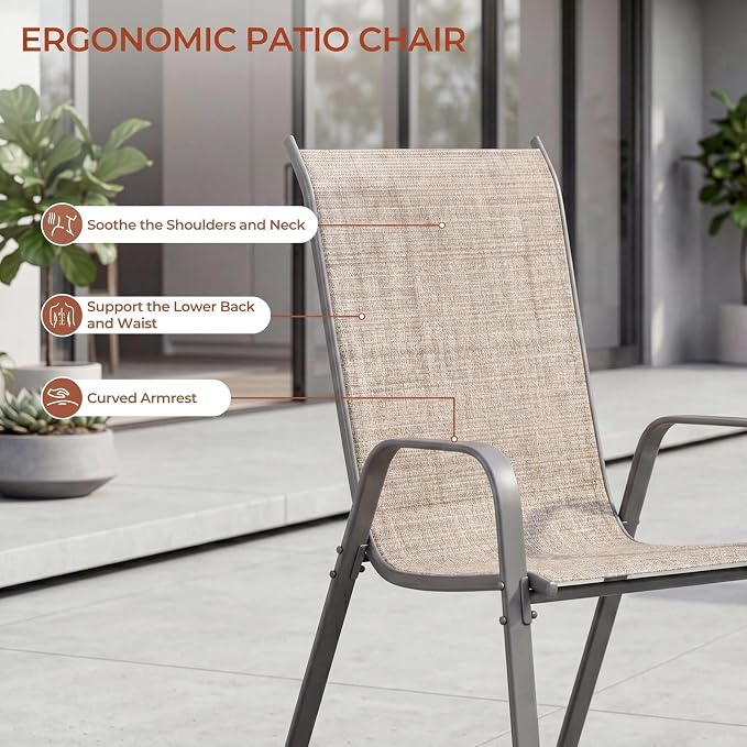 TLSUNNY Patio Chairs, Stackable Textilene Outdoor Dining Furniture - Image 3
